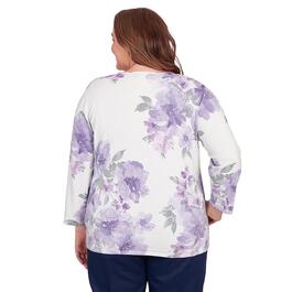 Plus Size Alfred Dunner Isn''t it Romantic Shimmer Floral Sweater