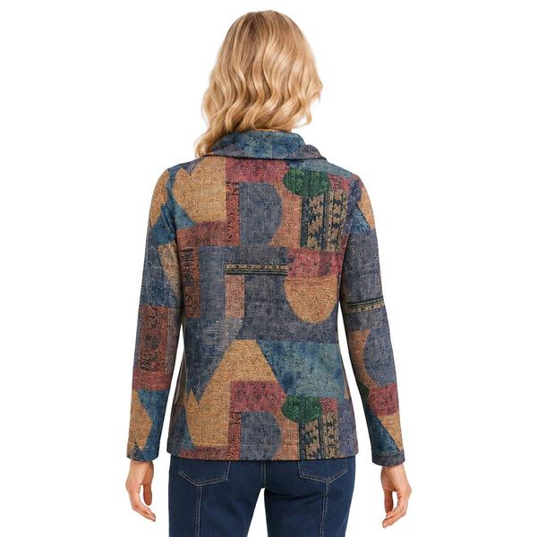 Womens Ali Miles Long Sleeve Cowl Neck Geometric Sweater