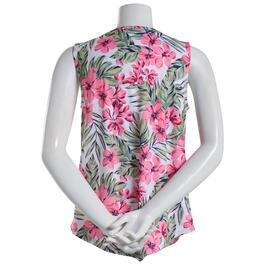 Plus Size Emily Daniels Cutout Neck Tropical Floral Blouse