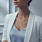 Saffron Sterling Silver Moissanite Diamond Arc Pendant Necklace - image 4