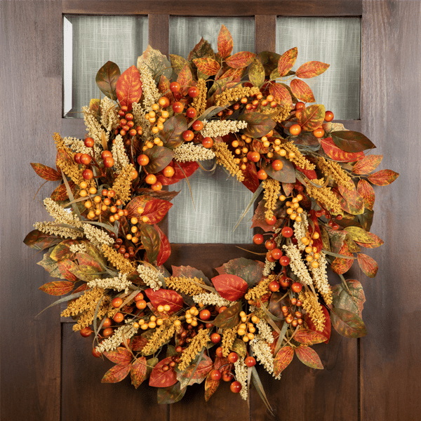 Northlight 24in. Autumn Leaves & Berries Fall Harvest Wreath