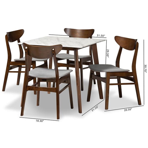Baxton Studio Paras Light Grey/Walnut Brown Wood 5pc. Dining Set