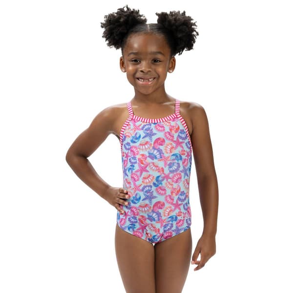 Girls (4-6x) Dolfin(R) Fin Floats Criss-Cross One Piece Swimsuit - image 