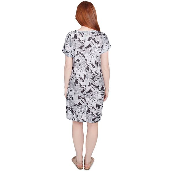 Womens Ruby Rd. Short Sleeve Leaf Tie Front Dress