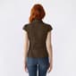 Juniors Love Tree Cap Sleeve Pin Dot Ruch Button Front Top - image 2
