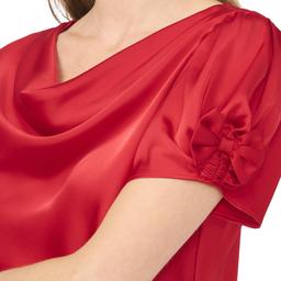 Womens Cece Short Bubble Sleeve Cowl Neck Satin Blouse