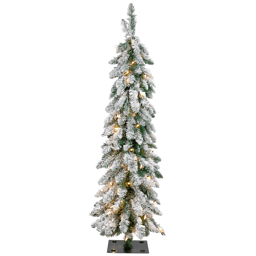 Northlight 4ft. Pre-Lit Pencil Flocked Alpine Christmas Tree