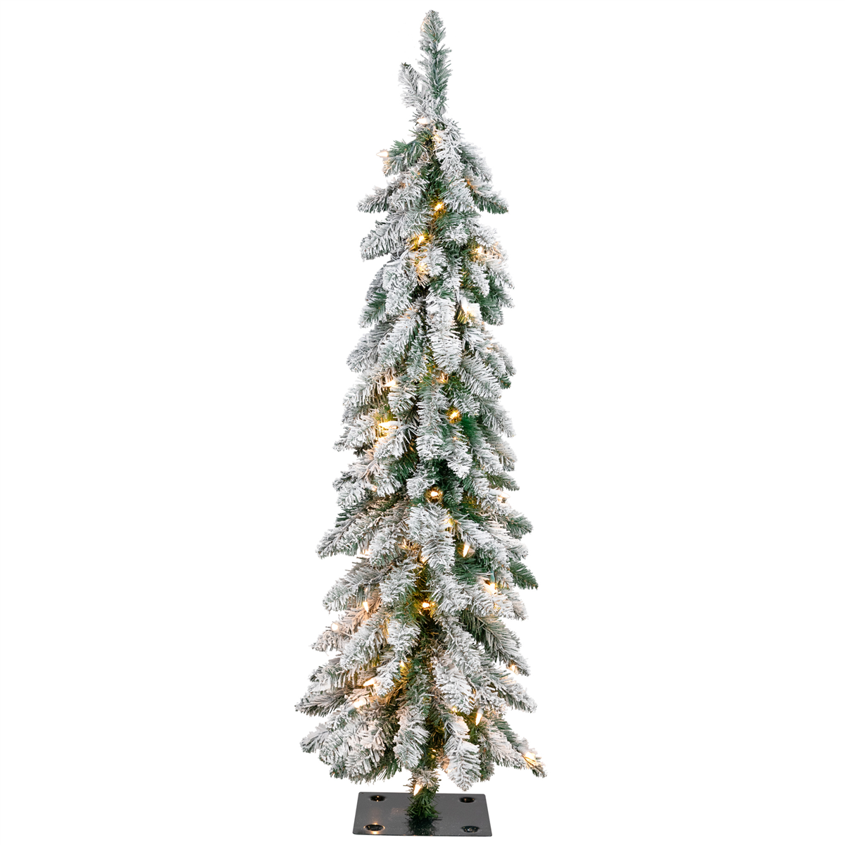 Northlight 4ft. Pre-Lit Pencil Flocked Alpine Christmas Tree