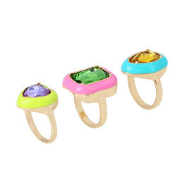 Steve Madden Colorful Mixed Gems Ring Set