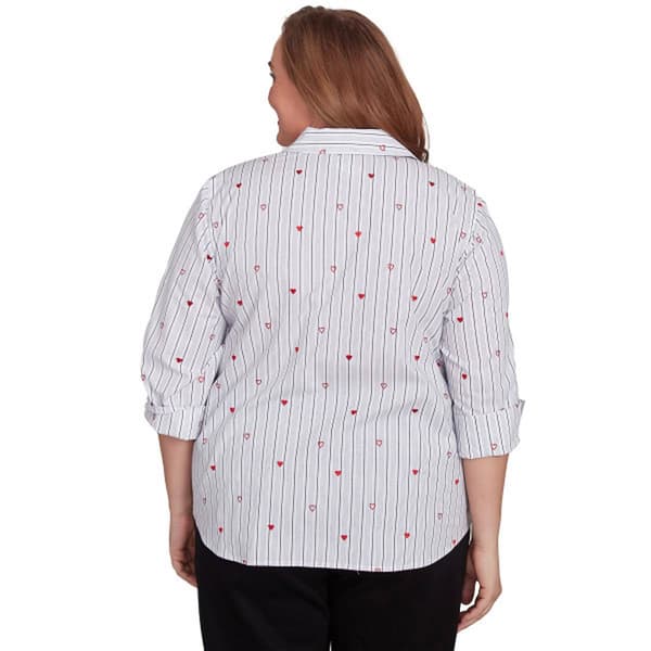 Plus Size Alfred Dunner Wild At Heart Striped Heart Button Down