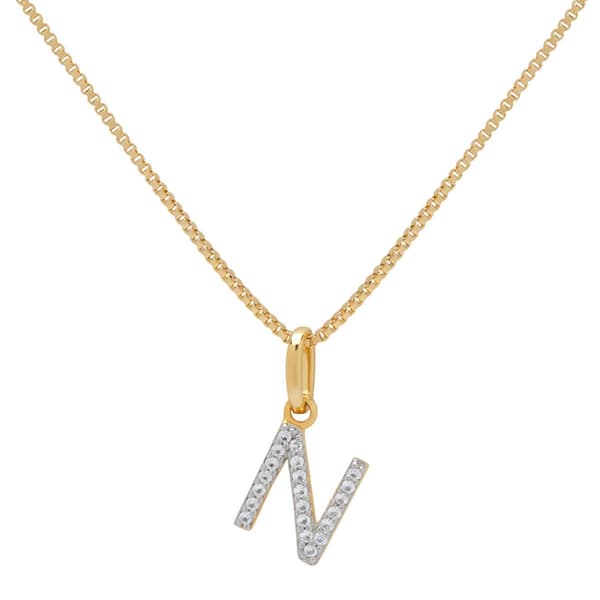Gianni Argento Two-Tone Lab White Sapphire N Pendant Necklace - image 
