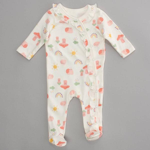 Baby Girl (NB-9M) Mini Hop Rainbow Snail Mushroom Ruffle Pajamas - image 