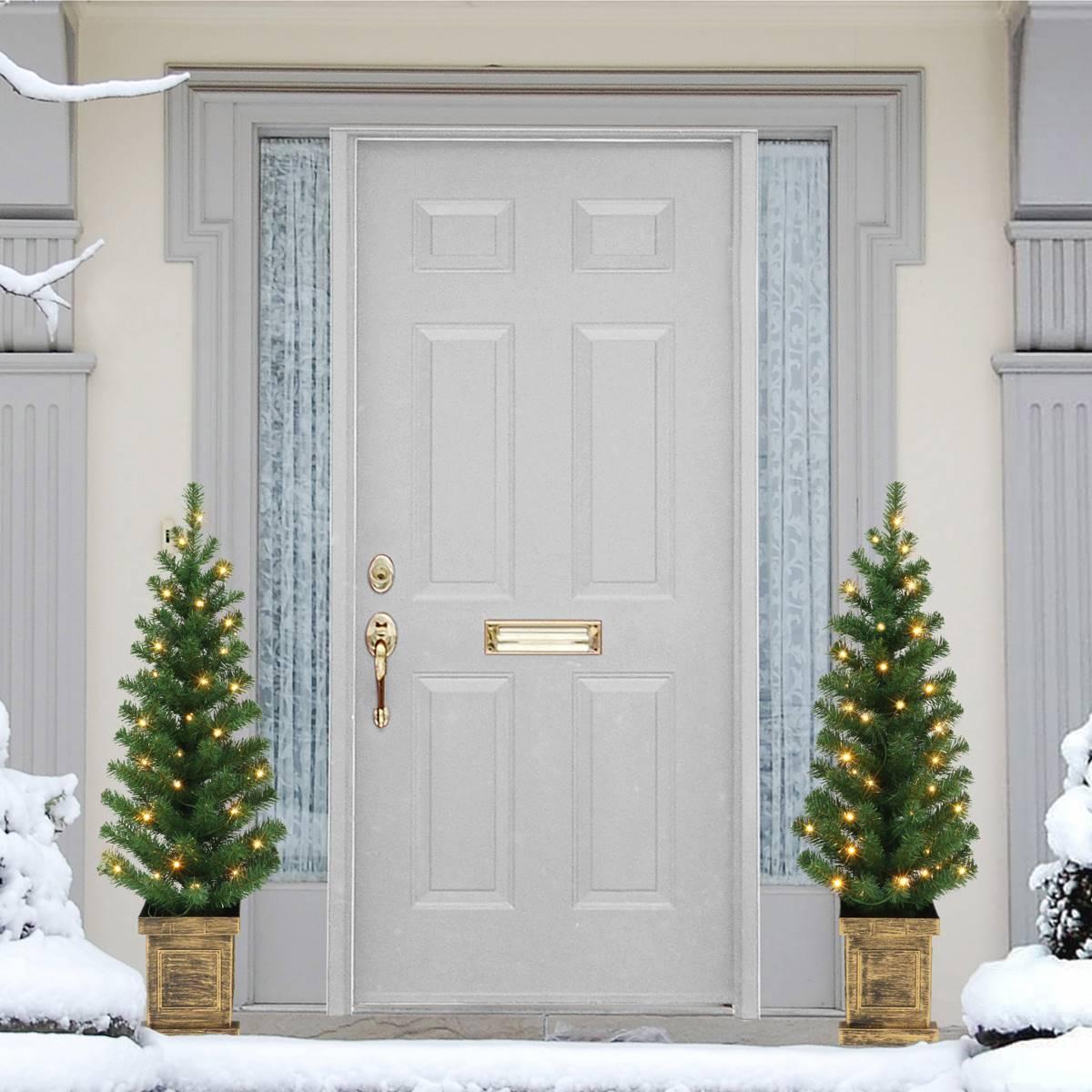 Puleo International 3.5ft. Battery Operated Set of 2 Potted Trees