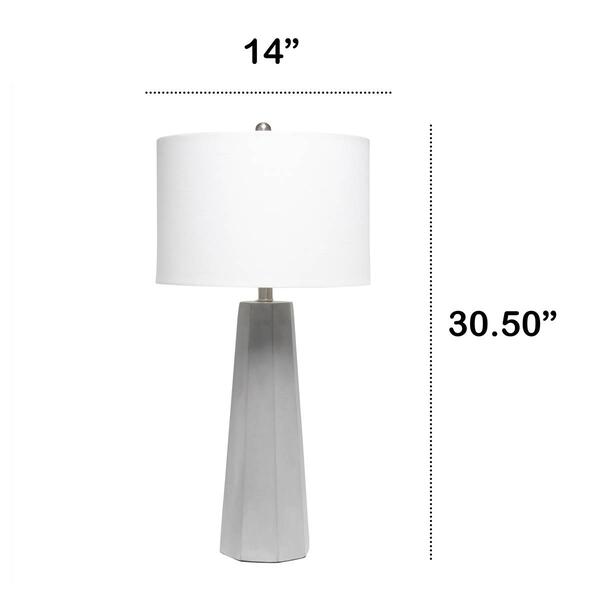 Lalia Home Concrete Pillar Table Lamp w/White Fabric Shade