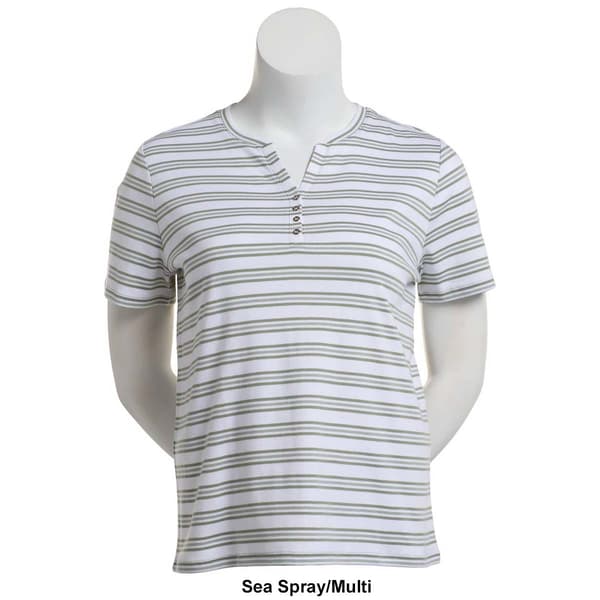 Petite Hasting & Smith Short Sleeve Stripe Henley Tee