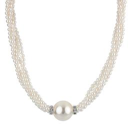 Simulated Pearl & Crystal 16in. Necklace