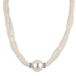 Simulated Pearl & Crystal 16in. Necklace