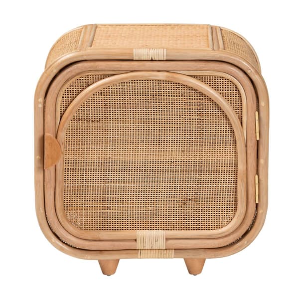 bali & pari Keita Bohemian Natural Rattan Nightstand