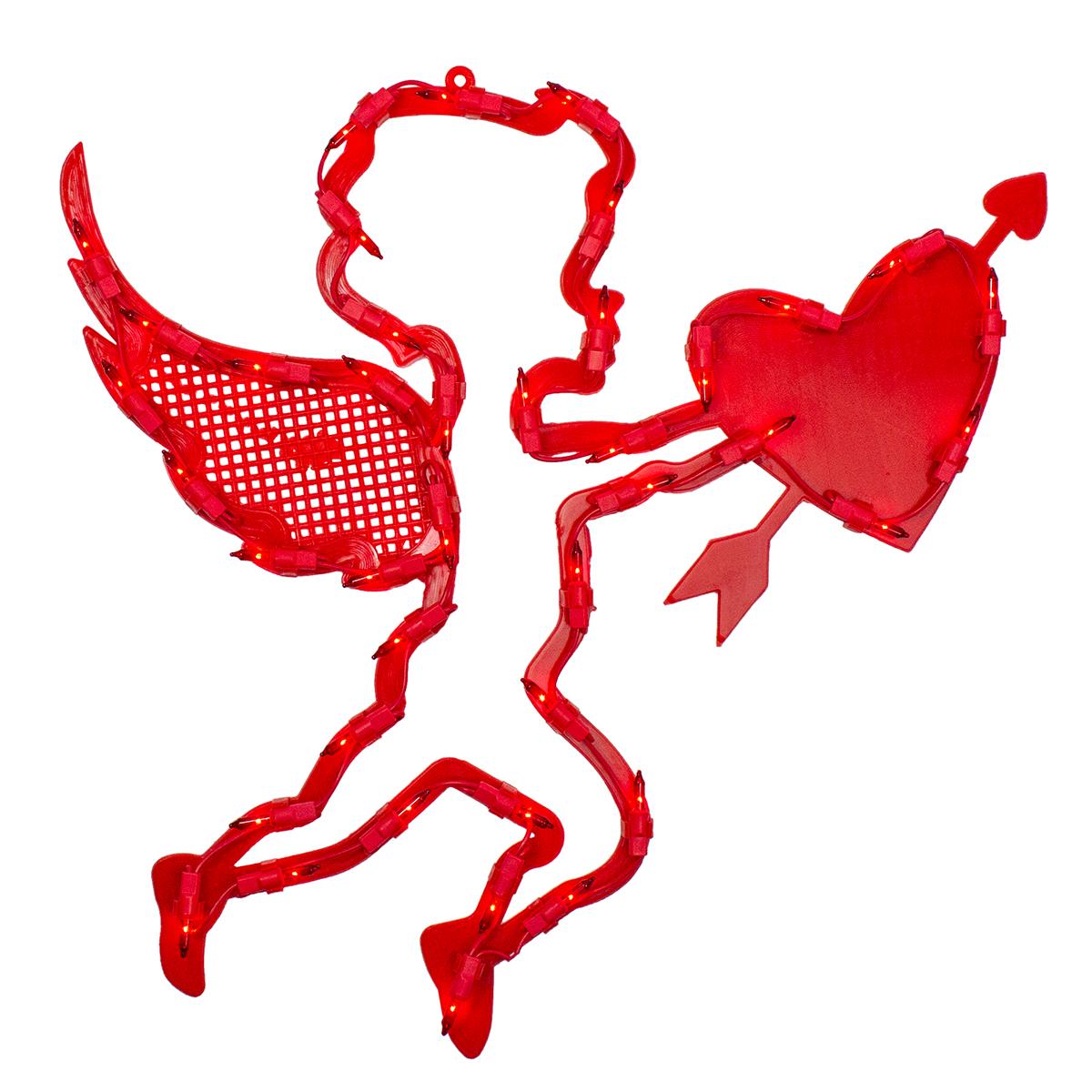Northlight Seasonal Lighted Red Cupid and Heart Window...