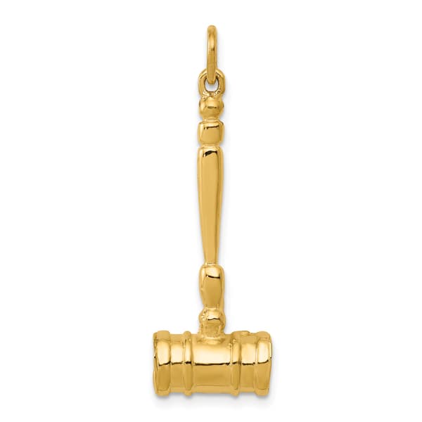 Unisex Gold Classics&#40;tm&#41;14kt Gold 3D Gavel Charm - image 