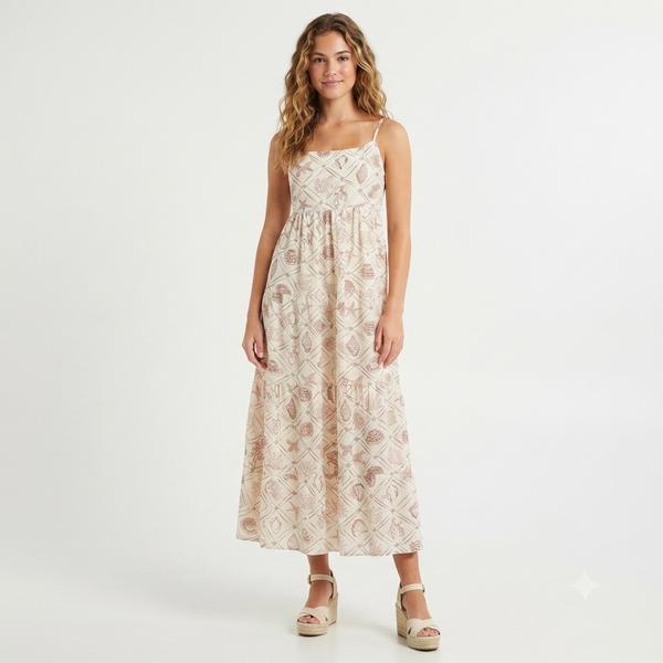 Juniors Wallflower Tropical Print Gauze Tier Midi Dress