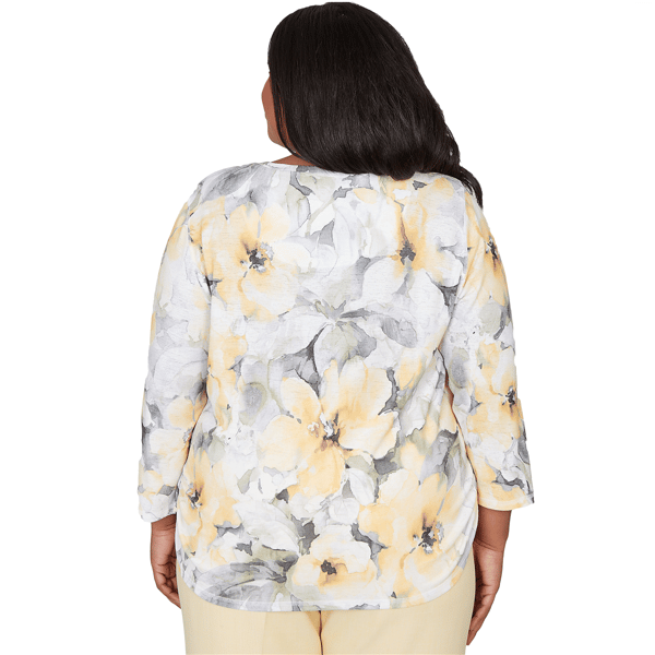 Plus Size Alfred Dunner Al Fresco Watercolor Floral Ruched Blouse