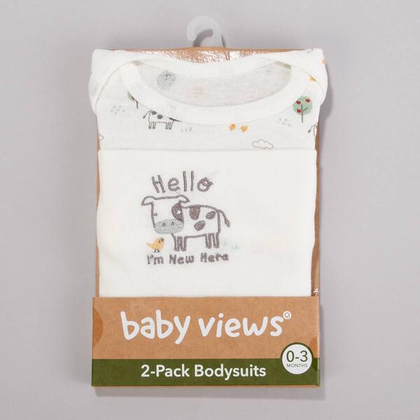 Baby Boy &#40;3-9M&#41; baby views&#40;R&#41; 2pk. Farm Bodysuits - image 