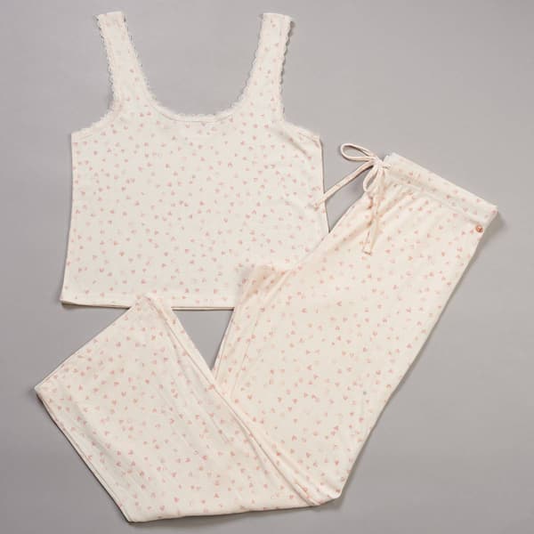 Womens Danskin Rayon Span Confetti Hearts Printed Rib Tank & Pan