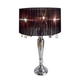 Elegant Designs Romantic Sheer Shade Hanging Crystals Table Lamp