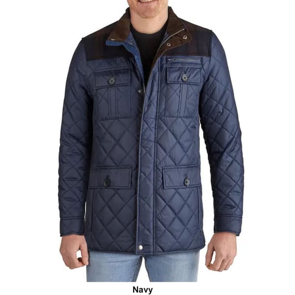 Mens Cole Haan Mixed Media Diamond Quilt Coat