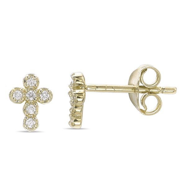 Brilliant Grown Lab-Grown Diamond Accent Cross Stud Earrings