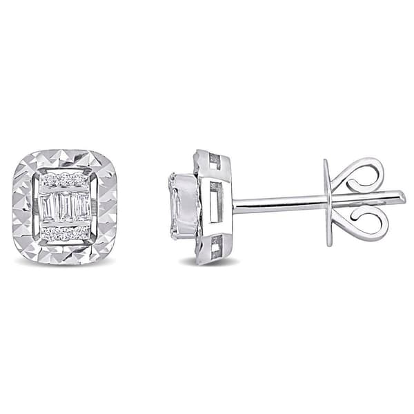 Sophia B 1/10ctw. Baguette Diamond Rectangle Post Earrings