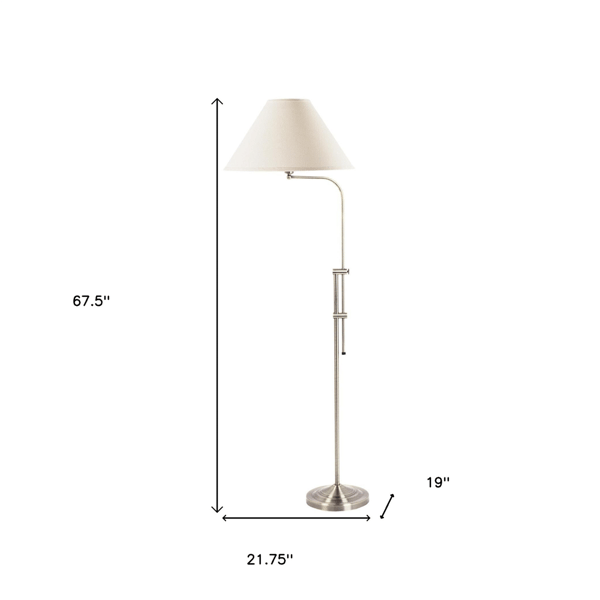 HomeRoots 68in. Nickel Adjustable Floor Lamp with Empire Shade