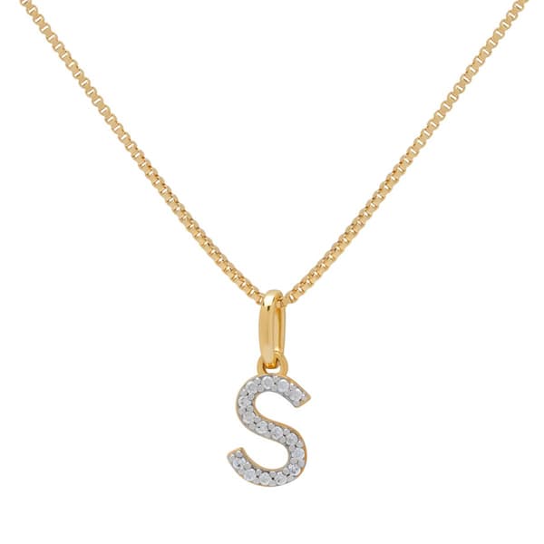 Gianni Argento Two-Tone Lab White Sapphire Initial S Pendant - image 