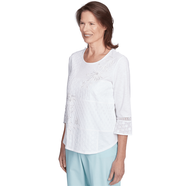 Petite Alfred Dunner St. Thomas Lace Patchwork Blouse