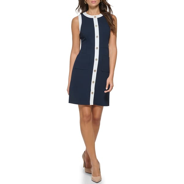 Womens Tommy Hilfiger Sleeveless Colorblock Button Trim Dress - image 