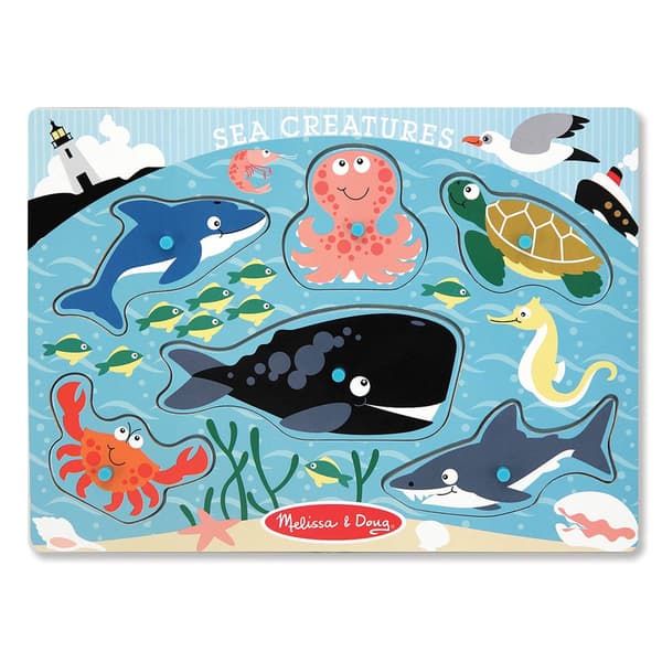 Melissa & Doug&#40;R&#41; 6pc. Sea Creatures Peg Puzzle - image 