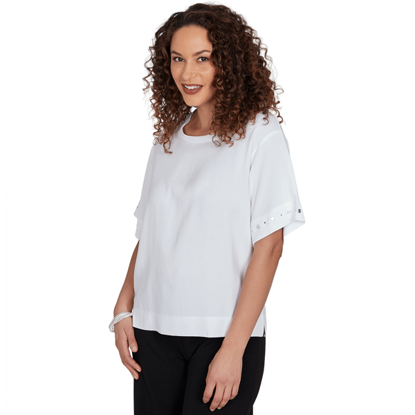 Womens Emaline Sapphire Serenade I Solid Elbow Sleeve Blouse