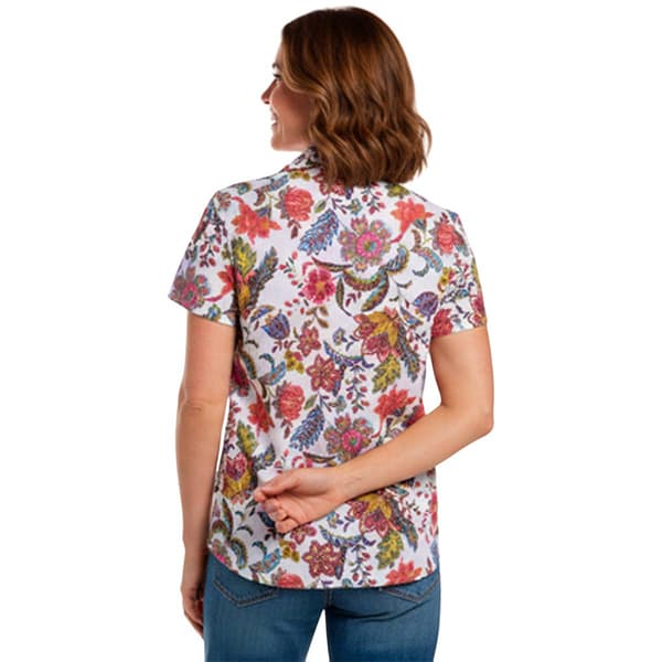 Petite Hasting & Smith Short Sleeve Crinkle Split Neck Blouse