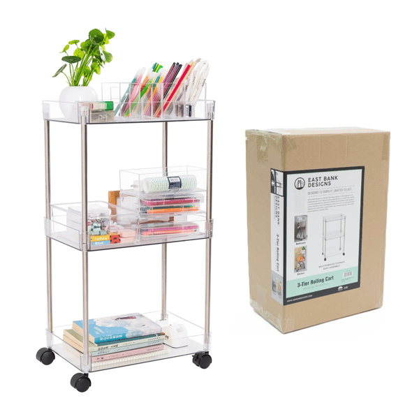 J&V Textiles Chrome Clear Acrylic 3-Tier Cart - image 
