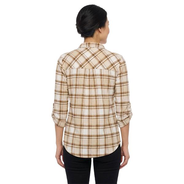 Womens Emily Daniels 3/4 Roll Tab Sleeve Plaid Blouse