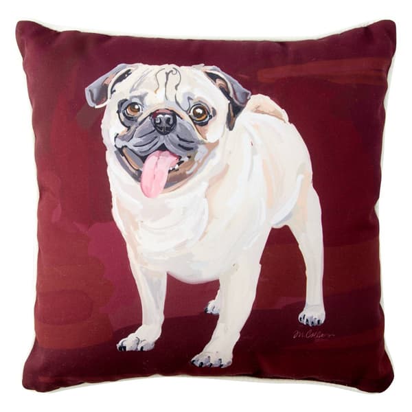 Bruiser the Pug Decorative Pillow - 18x18 - image 