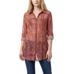 Womens NY Collection 3/4 Sleeve Printed Mesh Tunic Paisley