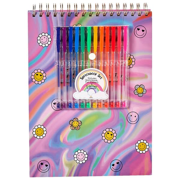 Girls Votum Marble Spiral Sketchbook w/ Gel Pens & Stickers