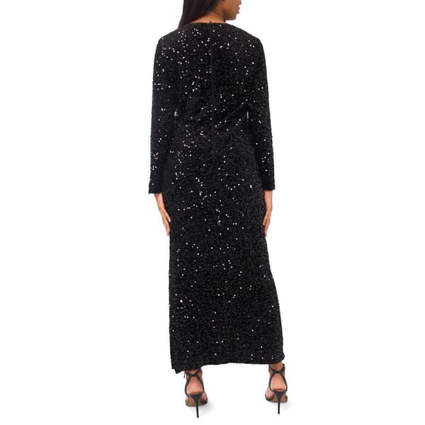 Womens MSK Long Sleeve Round Neck Sequin Evening Gown - image 