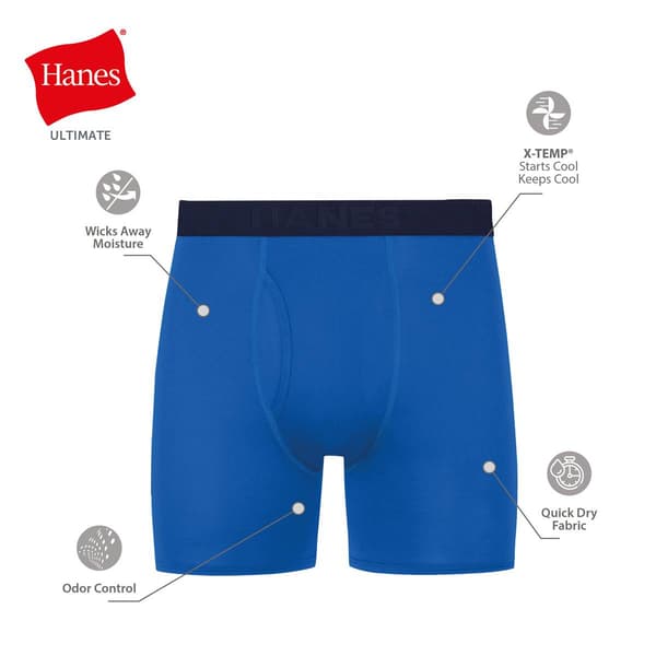 Mens Hanes Ultimate® Comfort 3pk. Boxer Briefs - Sport Black