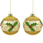 Northlight 2pk. Holly & Berries Christmas Glass Ball Ornaments - image 1