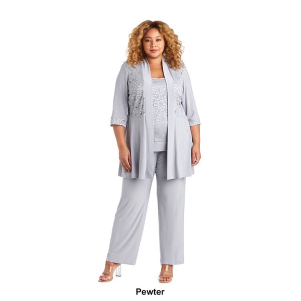 Plus Size R&amp;M Richards Sequin Jacket and Pants Set