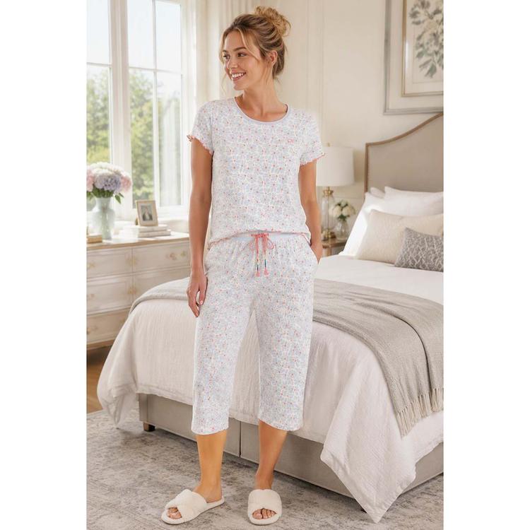 Womens Ocean Pacific Short Sleeve Flowers Pajama Set