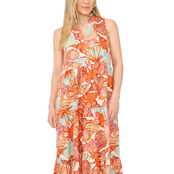 Petite MSK Sleeveless Tiered Coastal Maxi Dress
